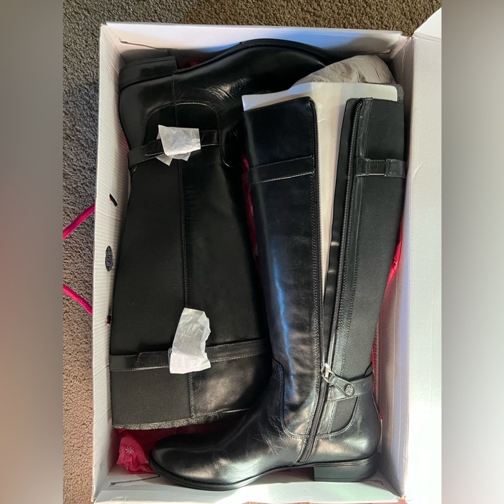 Isaac Mizrahi Live! Black leather riding boots size 9 new in box - Picture 2 of 7